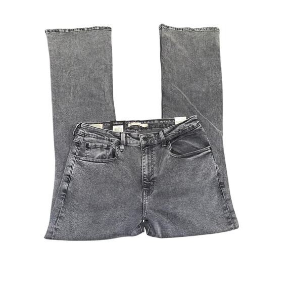 NEW LEVI’S HIGH RISE FLARE GREY BLACK STRETCH DENIM JEANS SZ 33x34 - Picture 8 of 14